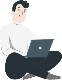 איור של אדם היושב ברגליים משוכלות על הרצפה, ומשתמש במחשב נייד. | גליה גביש מטפלת LI-CBT ילדים, נוער ומבוגרים ומדריכת הורים