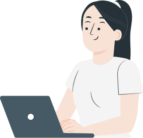 איור של אישה עם שיער ארוך וכהה המשתמשת במחשב נייד. היא לובשת חולצה לבנה פשוטה, יושבת ומביטה במסך תוך כדי הקלדה. | גליה גביש מטפלת LI-CBT ילדים, נוער ומבוגרים ומדריכת הורים